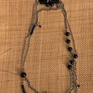 Paparazzi Silver Chain with Blue Beads Necklace and matching Earrings